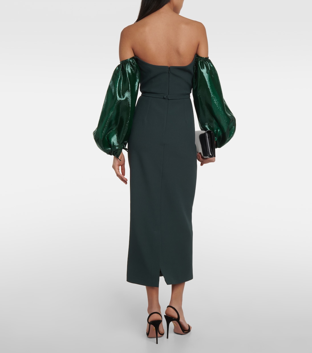 Vestido midi Aurelius con mangas abullonadas | Safiyaa
