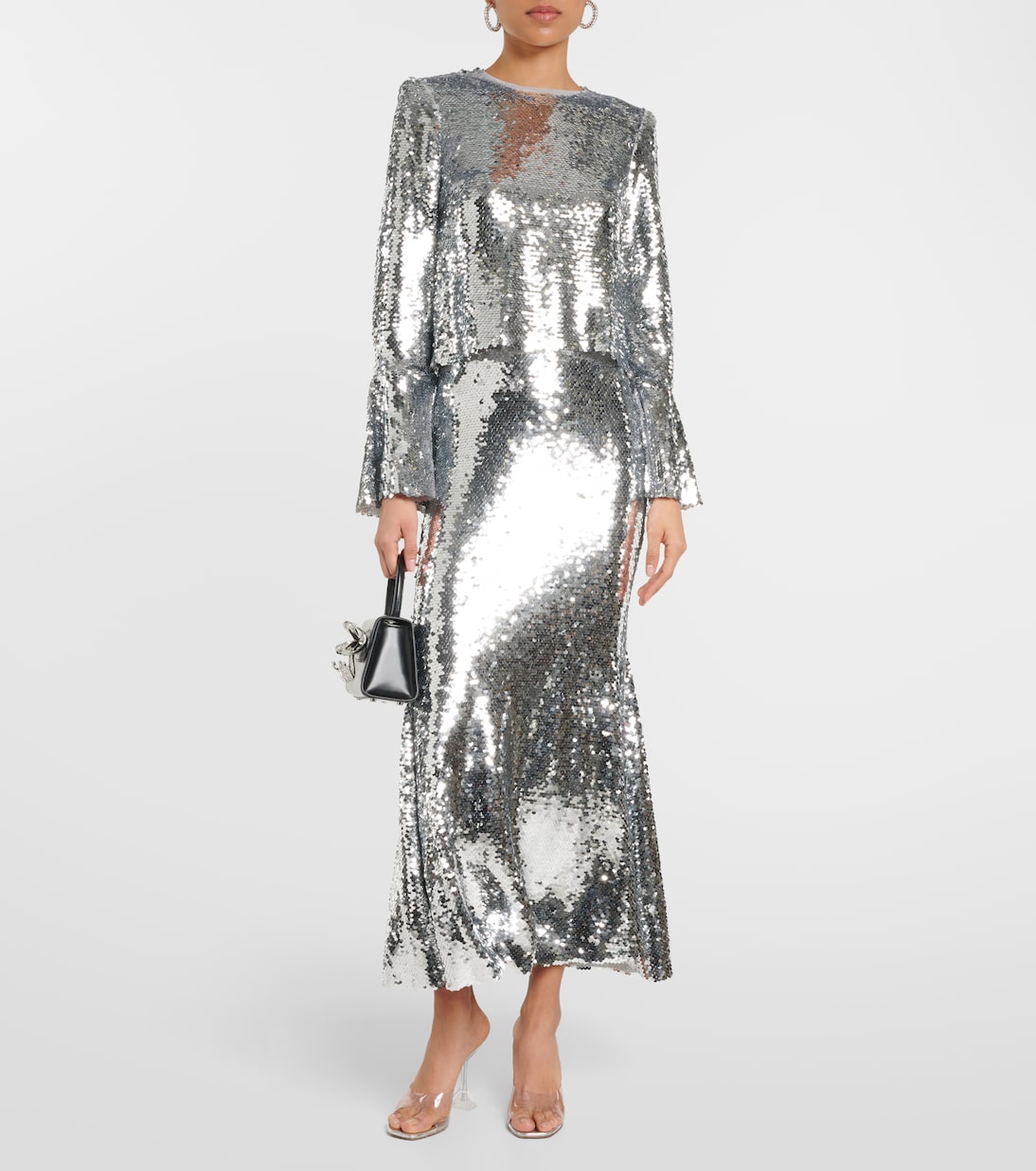 Sequined flared maxi skirt | Self-Portrait