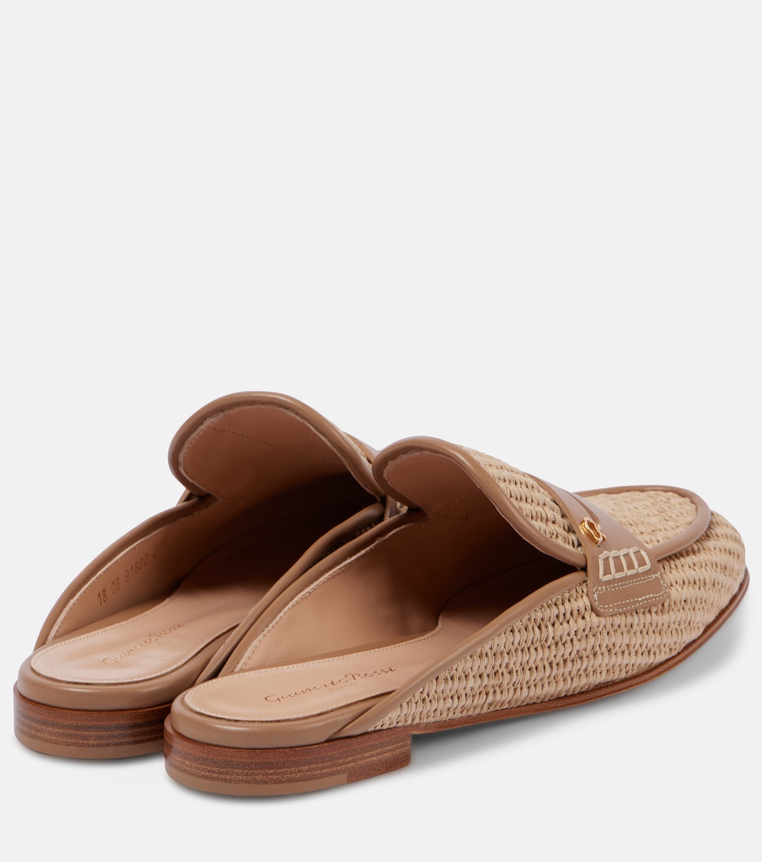 Slippers Florio Marbella aus Raffiabast mit Leder | Gianvito Rossi