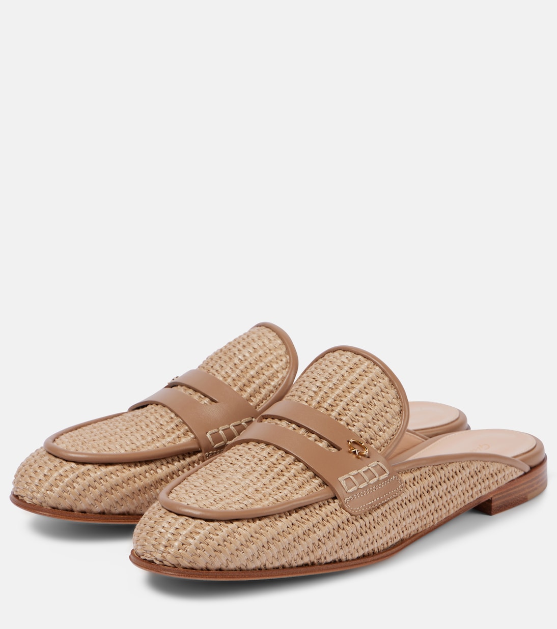 Slippers Florio Marbella aus Raffiabast mit Leder | Gianvito Rossi