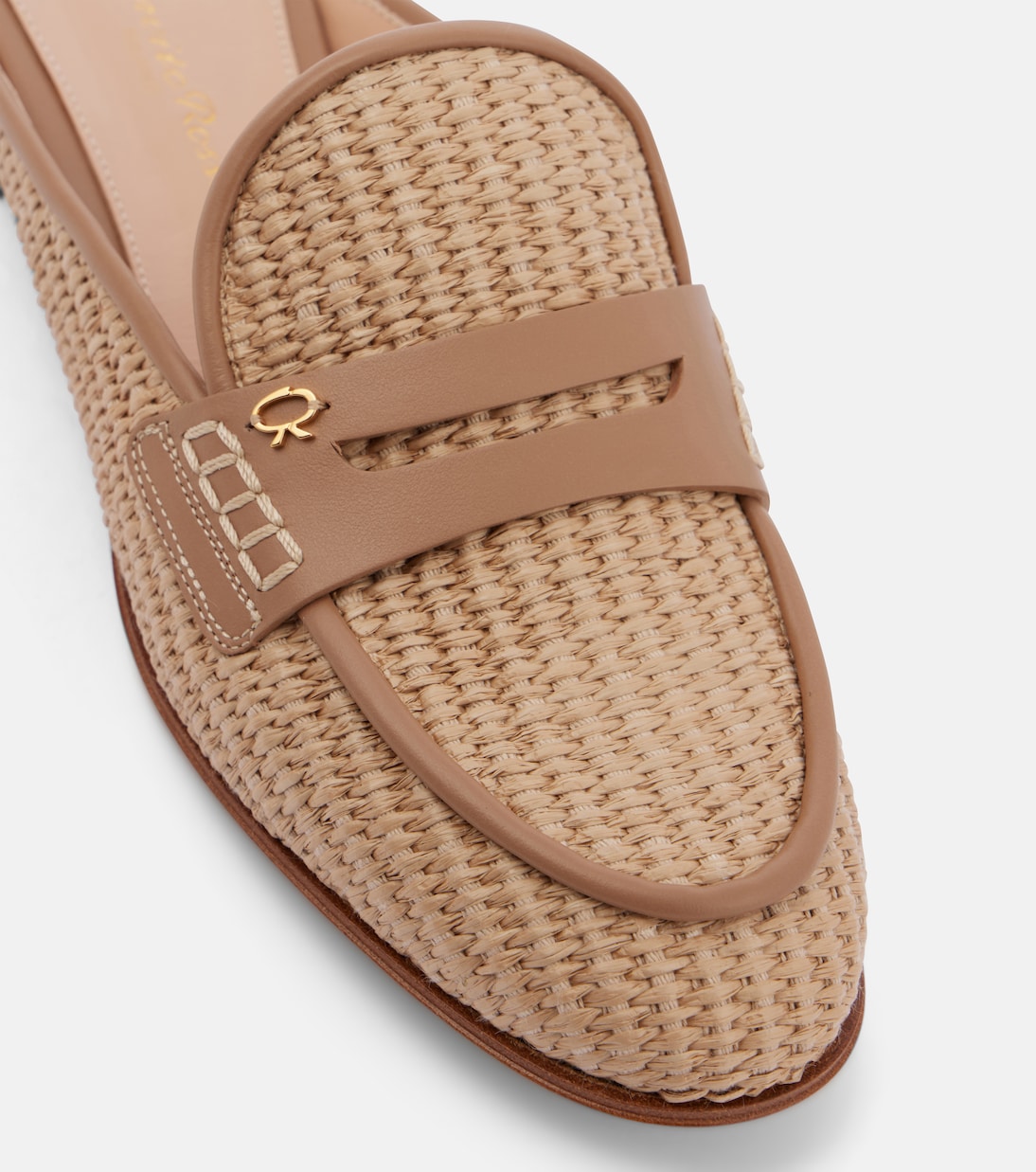 Slippers Florio Marbella aus Raffiabast mit Leder | Gianvito Rossi