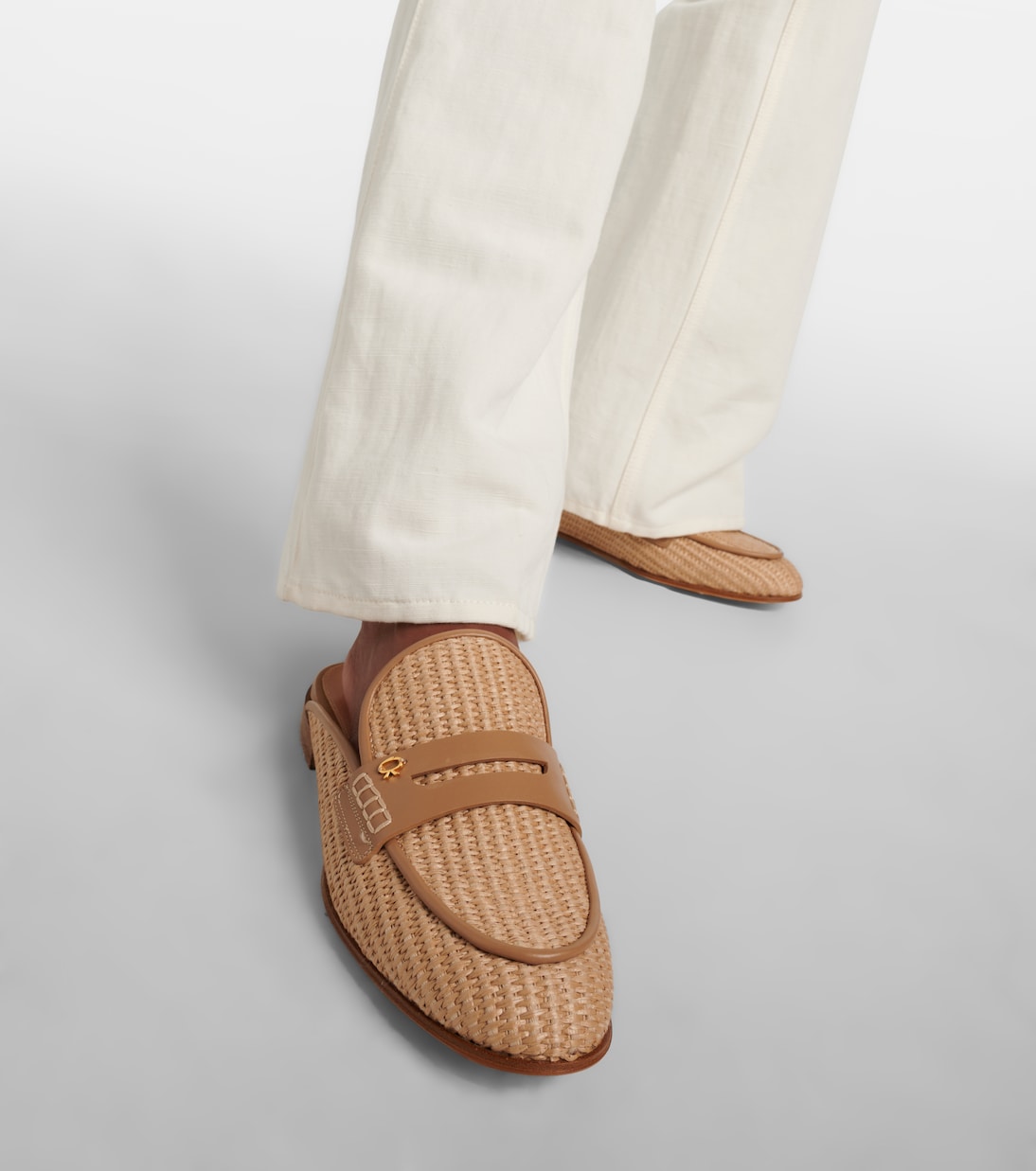 Slippers Florio Marbella aus Raffiabast mit Leder | Gianvito Rossi