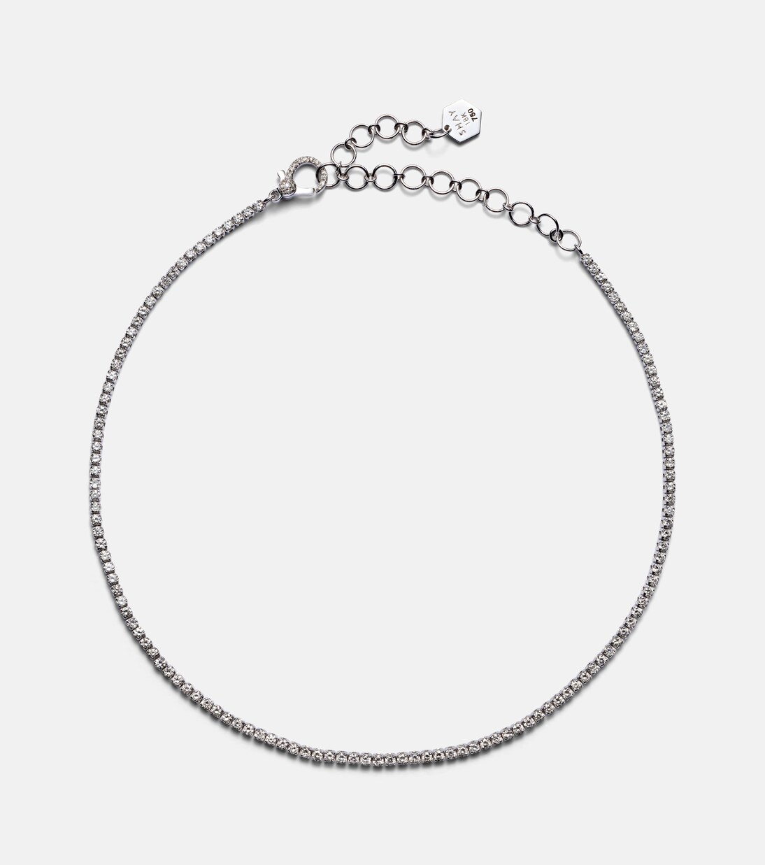 Collana in oro bianco 18kt con diamanti a filo singolo - Design moderno per giovani