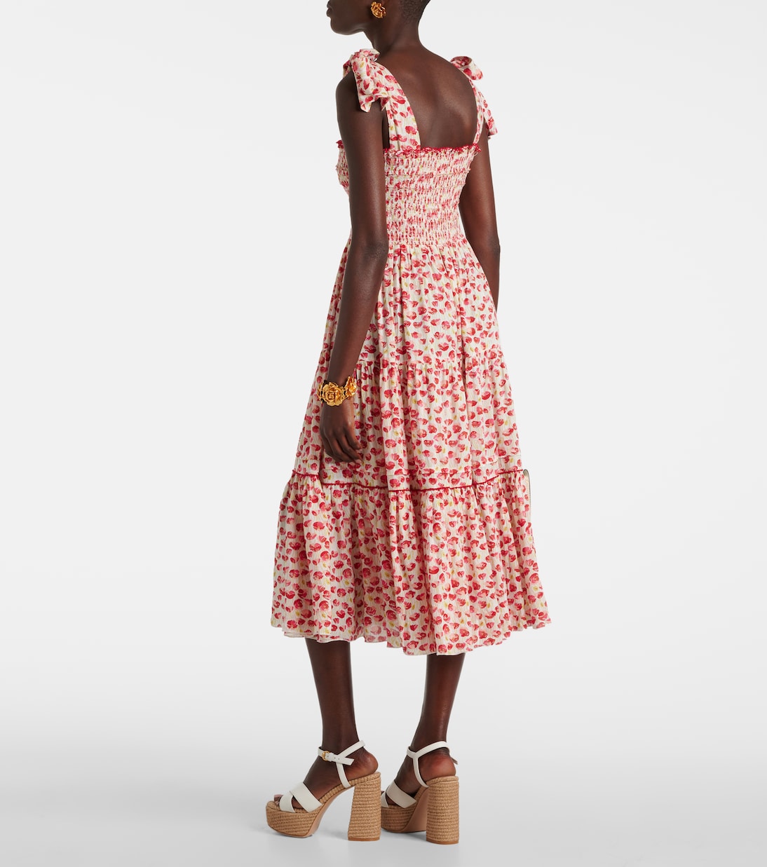 Vestido midi Triny con lunares fruncido | Poupette St Barth