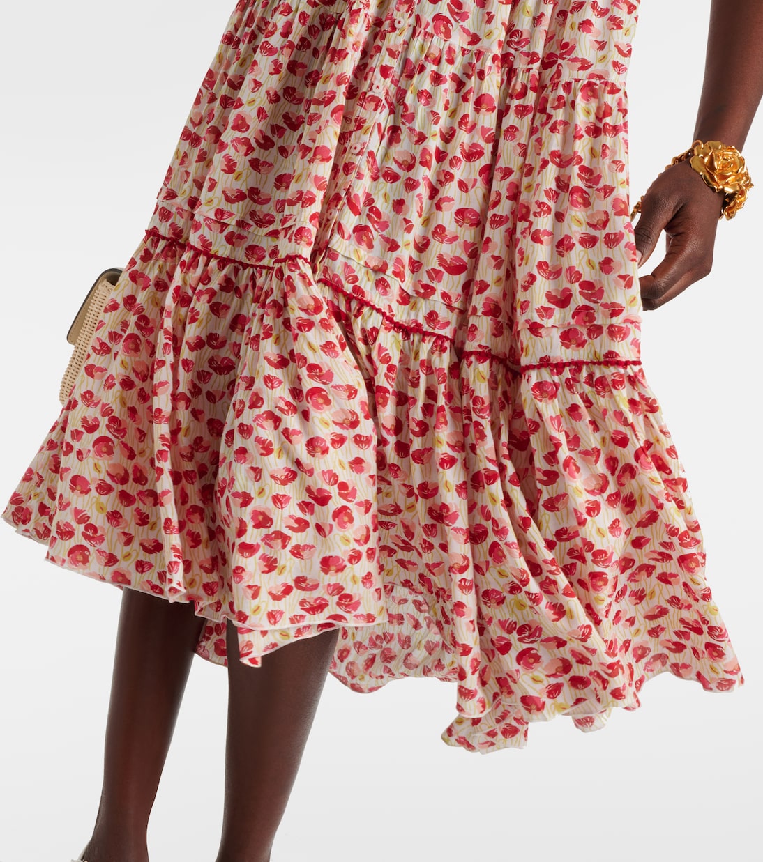 Vestido midi Triny con lunares fruncido | Poupette St Barth