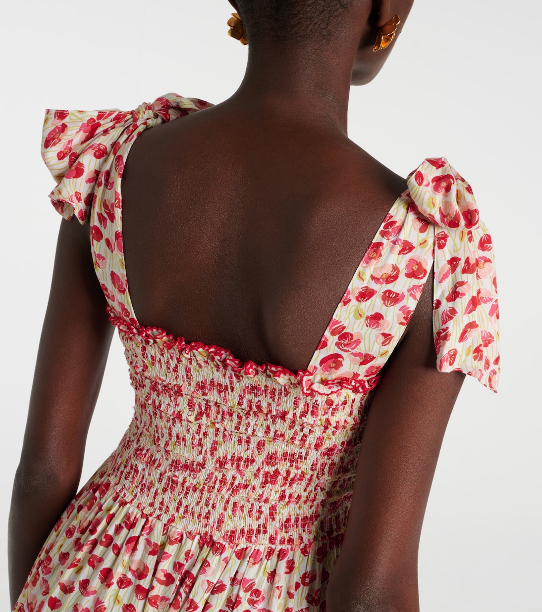 Vestido midi Triny con lunares fruncido | Poupette St Barth