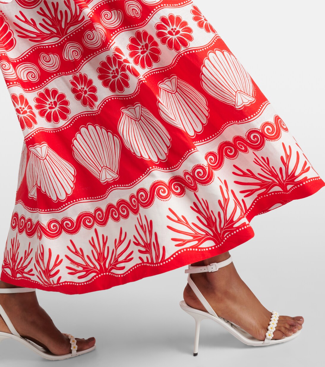 Red Ainika Shell linen-blend maxi skirt | Farm Rio