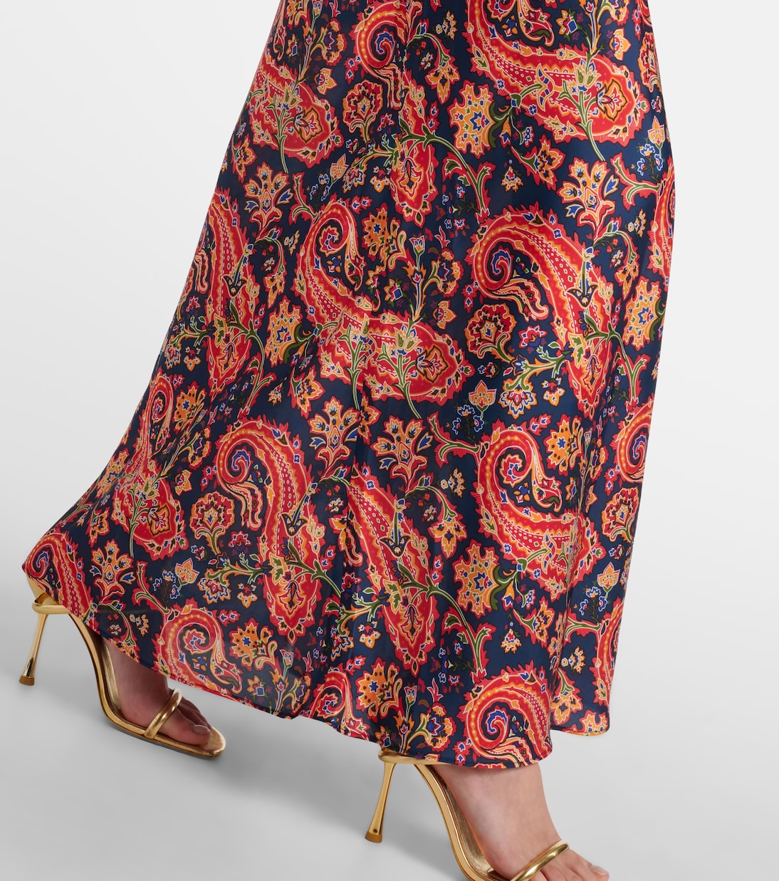 Gonna lunga in raso con stampa paisley | Rabanne