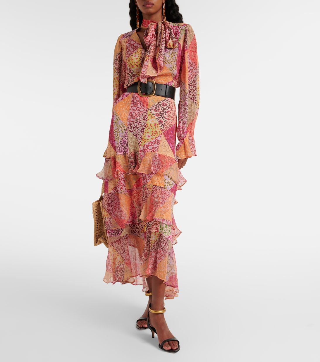 Falda midi Preslee de crepé de china | Rixo