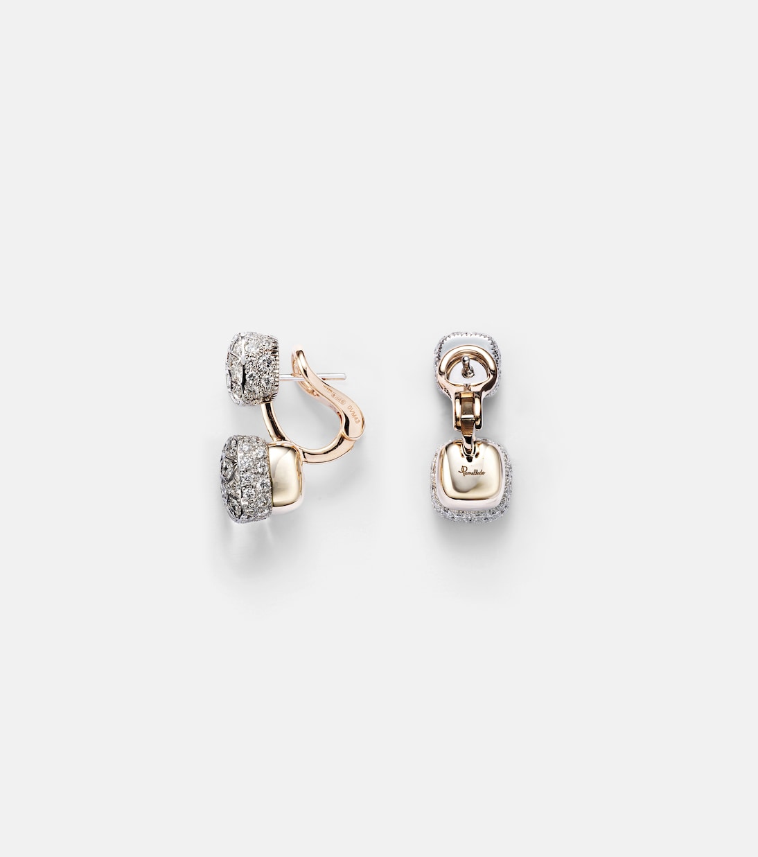 Boucles d'oreilles Nudo en or rose et blanc 18 ct et diamants | Pomellato