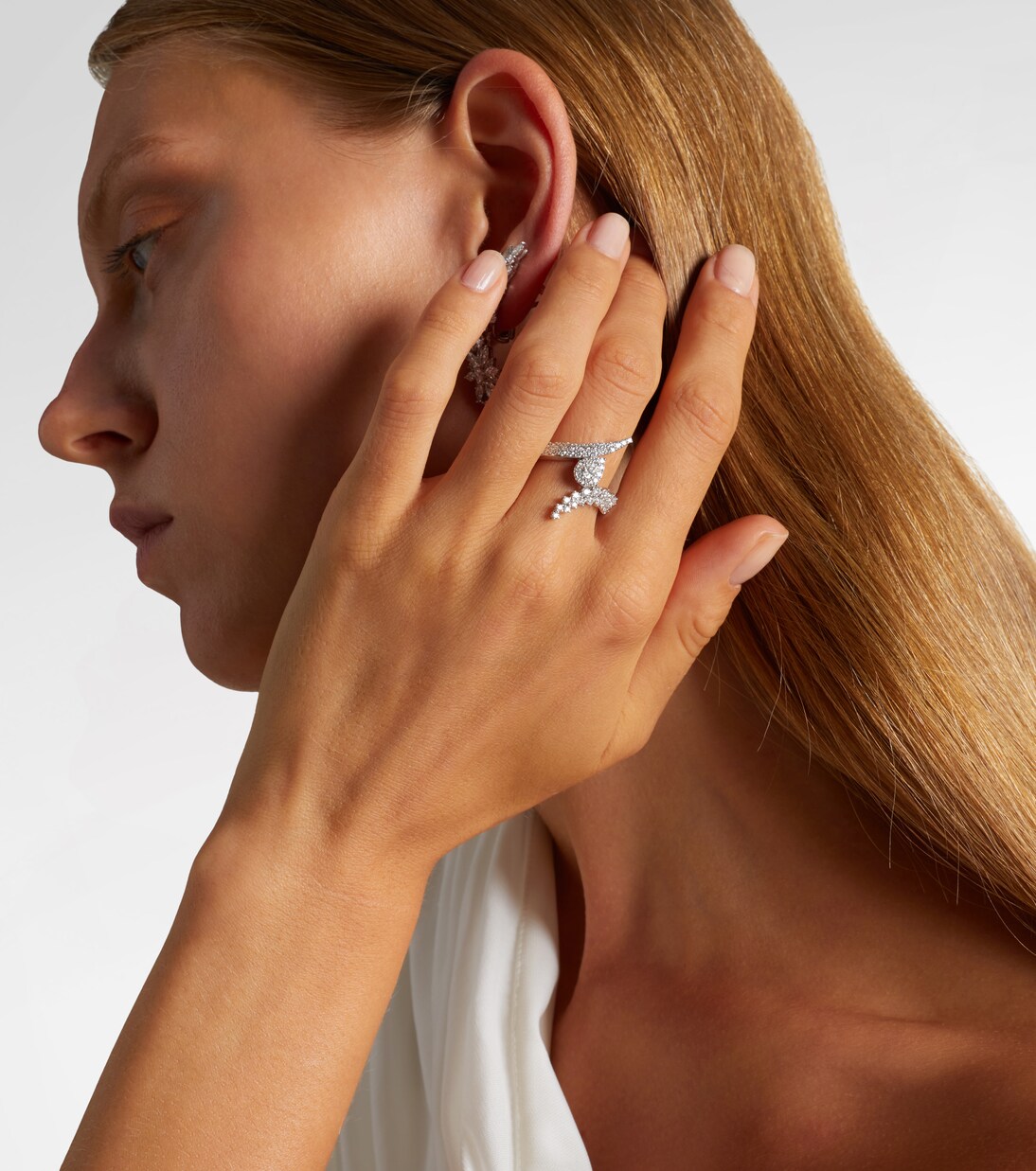 Anello Y-Not in oro bianco 18kt con diamanti | Yeprem