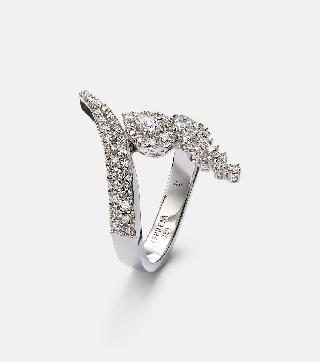 Anello Y-Not in oro bianco 18kt con diamanti | Yeprem