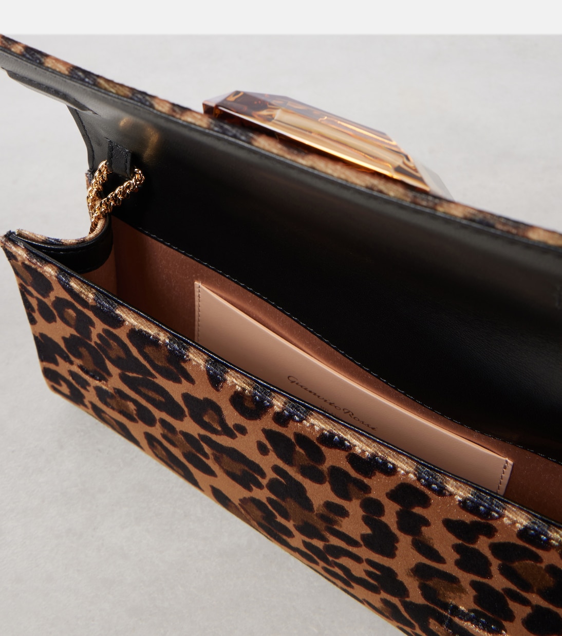 Jaipur Mini leopard-print velvet clutch | Gianvito Rossi