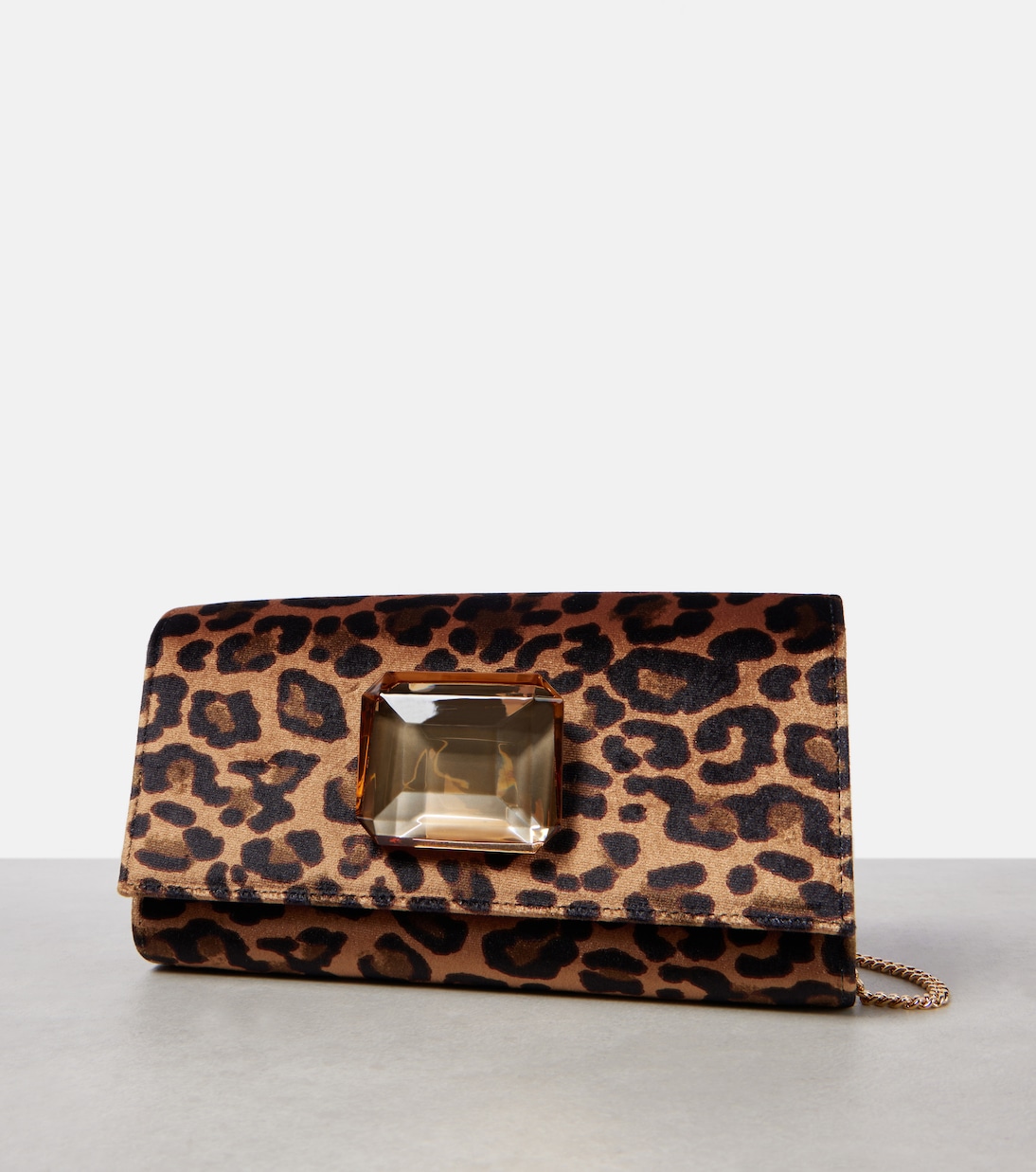 Jaipur Mini leopard-print velvet clutch | Gianvito Rossi