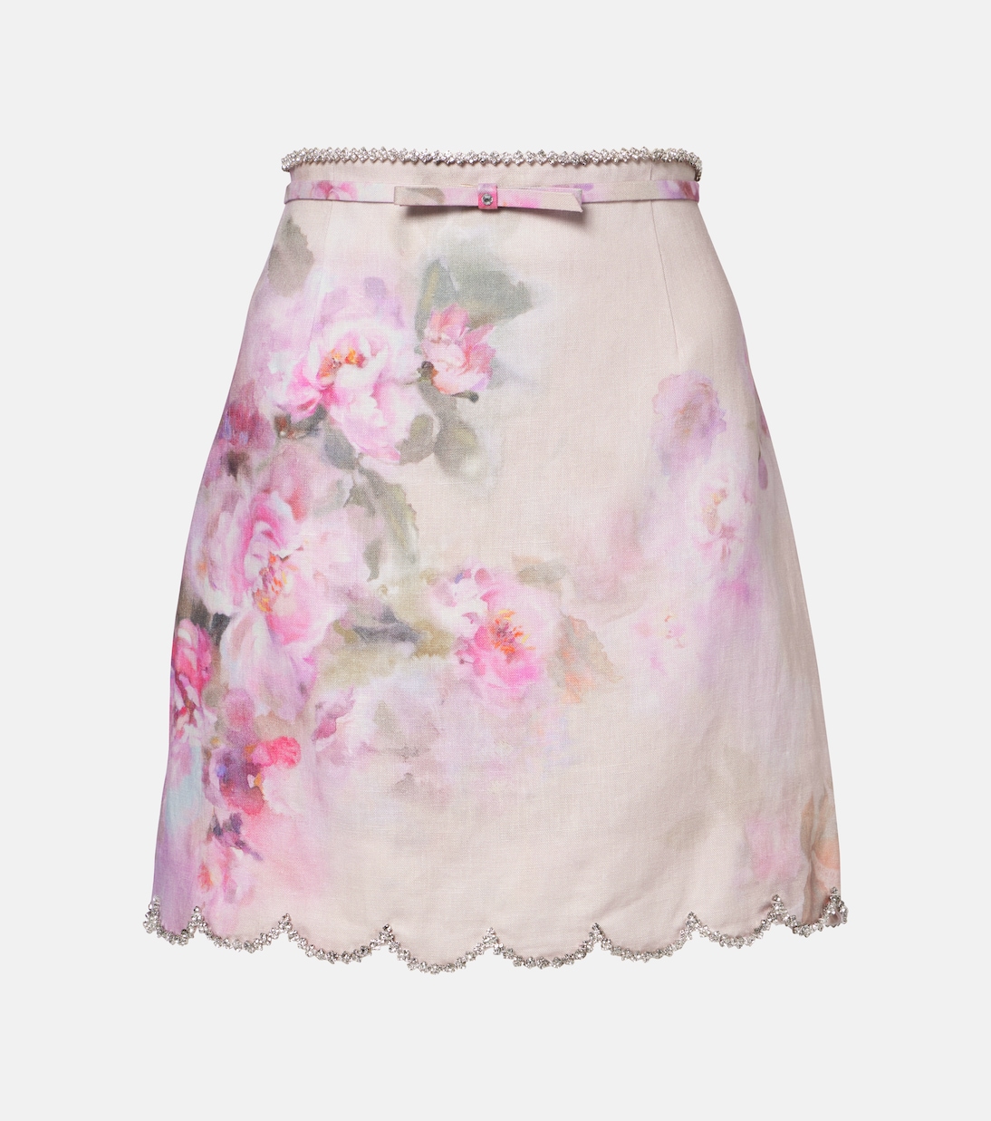 Mini-jupe Crush en lin à fleurs | Zimmermann
