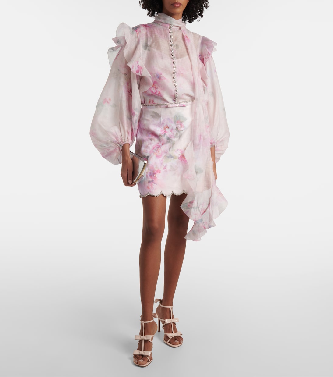 Mini-jupe Crush en lin à fleurs | Zimmermann