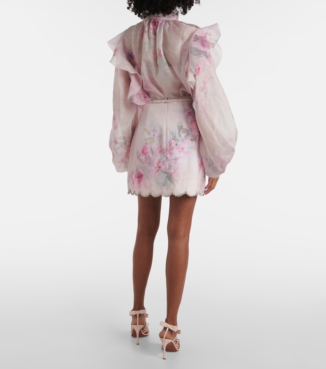 Mini-jupe Crush en lin à fleurs | Zimmermann