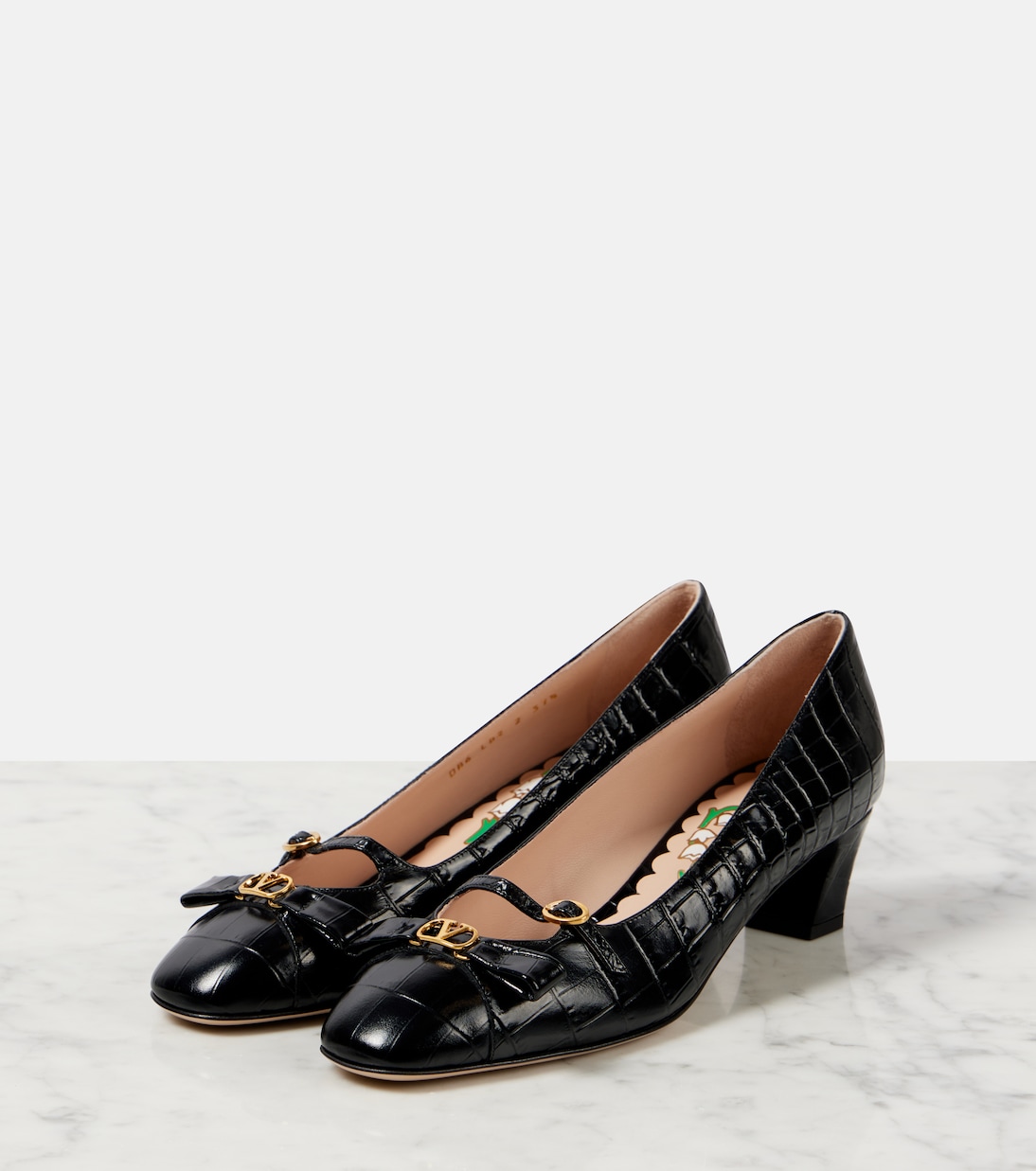 Bowow 45 croc-effect leather pumps | Valentino Garavani