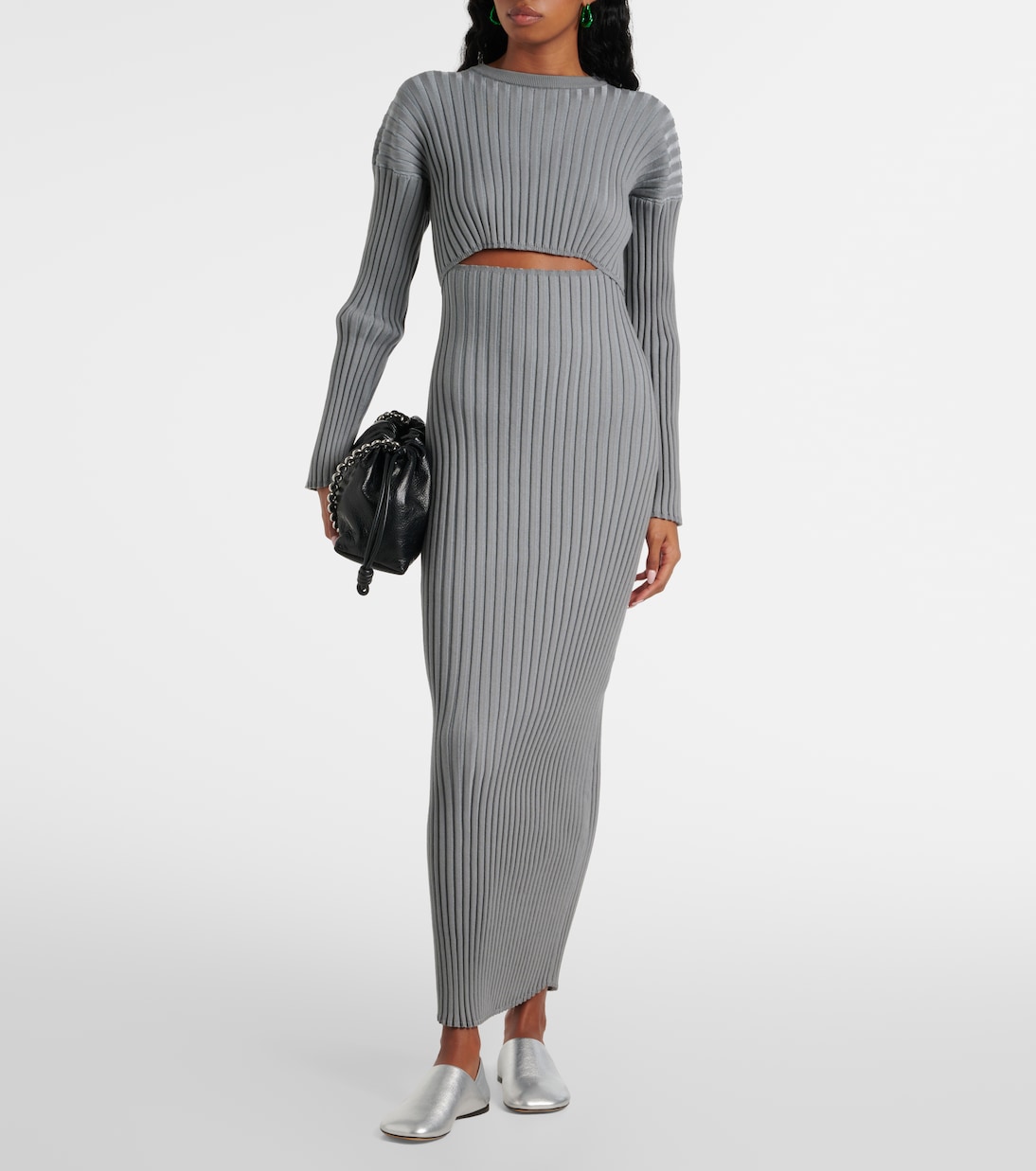 Abito lungo in maglia a coste | Loewe