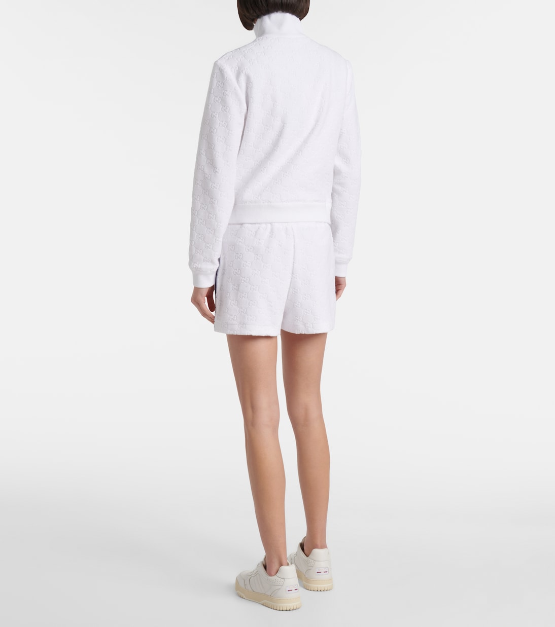 Chaqueta en rizo de mezcla de algodón con GG | Gucci