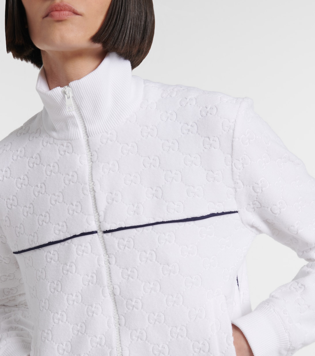 Chaqueta en rizo de mezcla de algodón con GG | Gucci