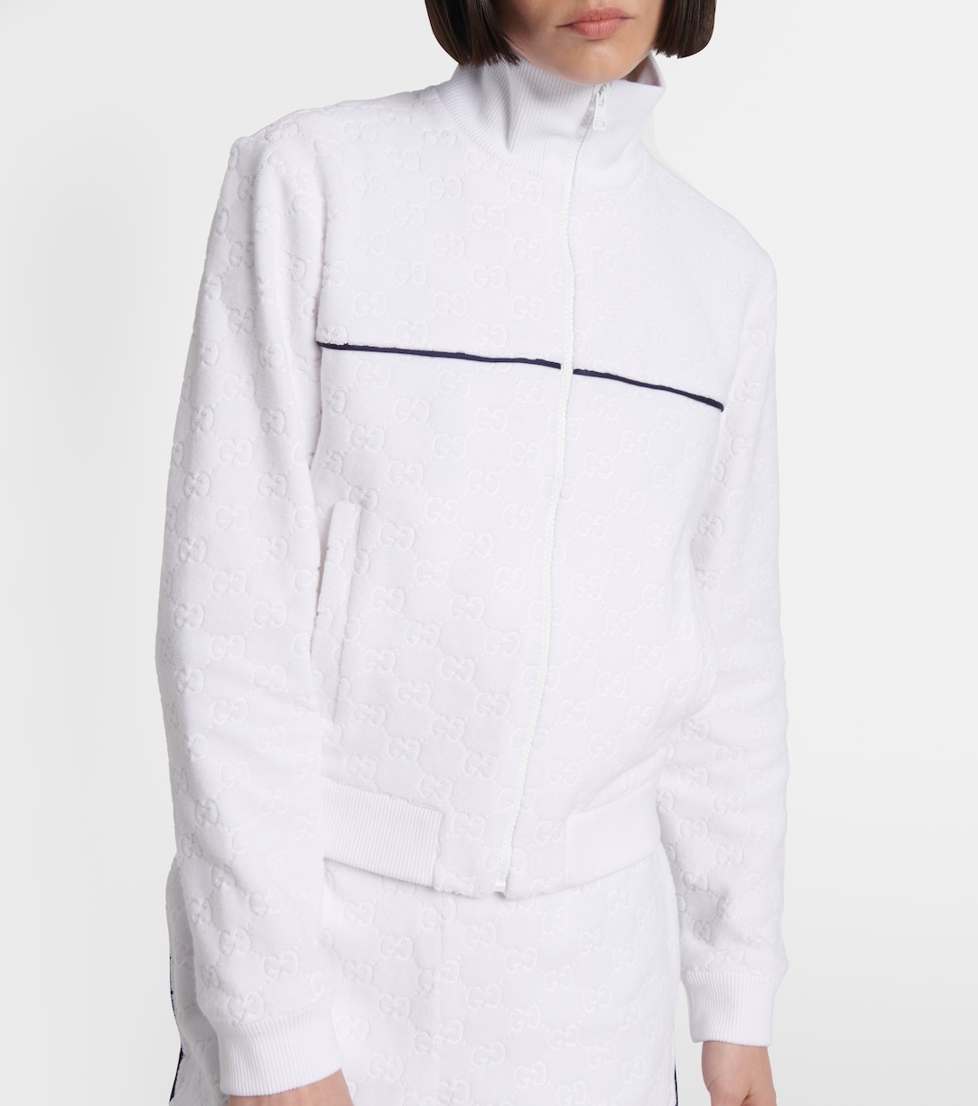 Chaqueta en rizo de mezcla de algodón con GG | Gucci