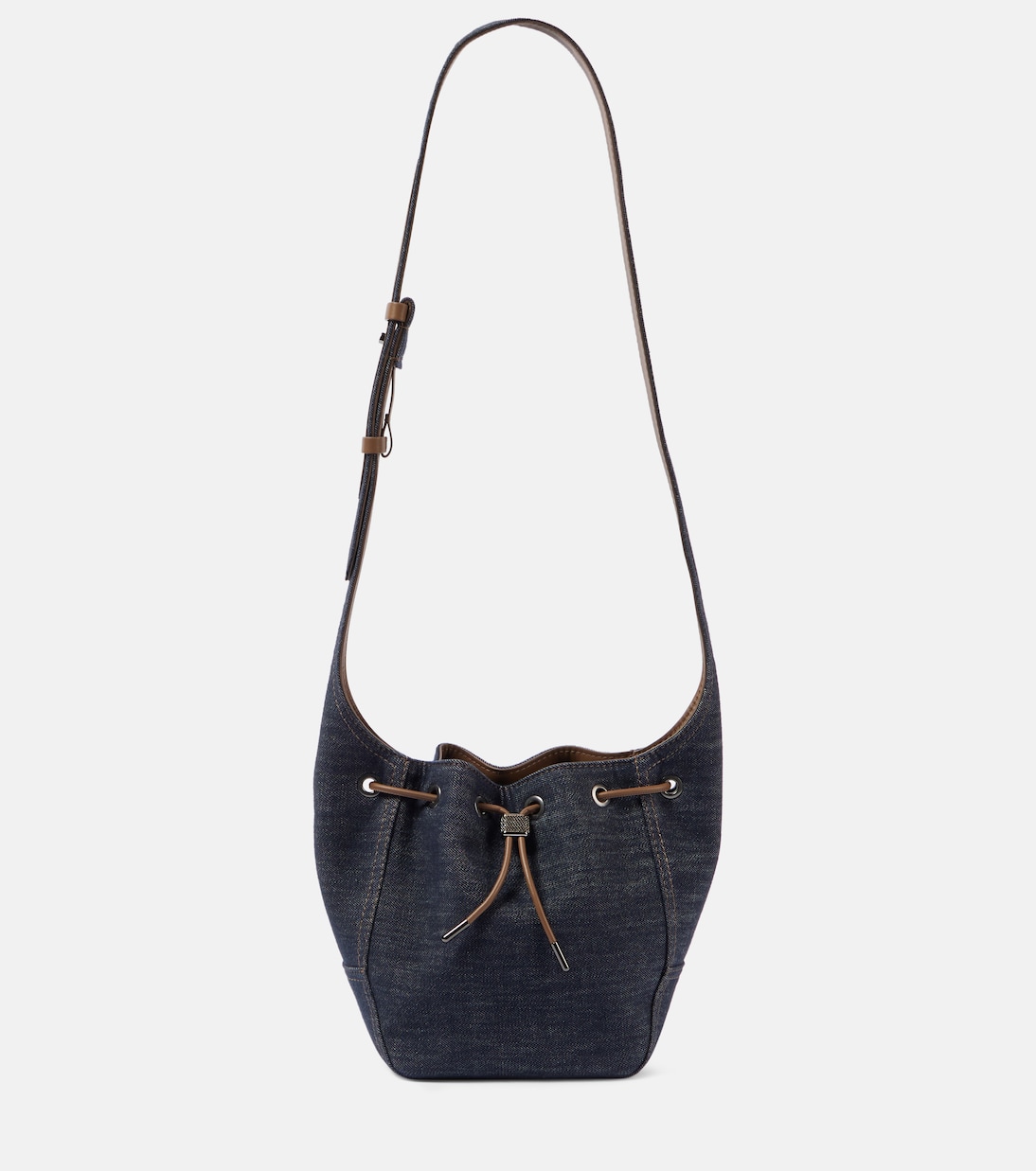 Secchiello Foulard Small in denim | Brunello Cucinelli