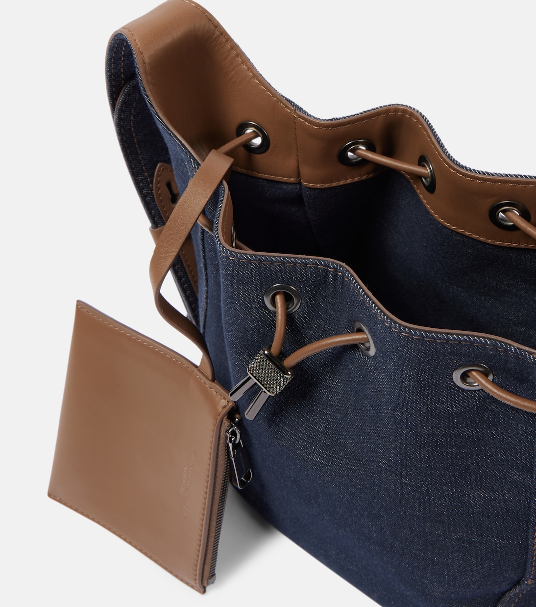 Secchiello Foulard Small in denim | Brunello Cucinelli