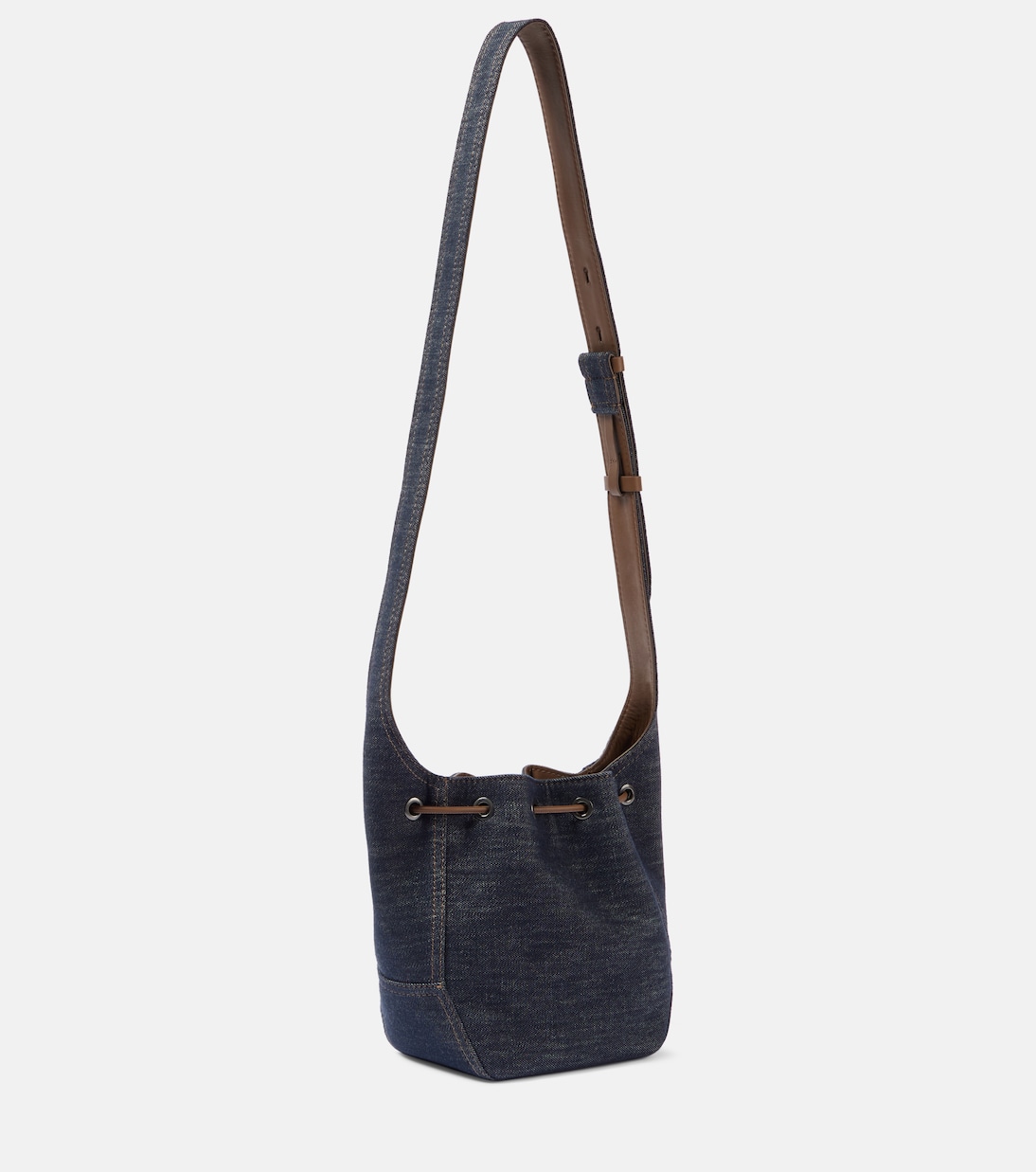Secchiello Foulard Small in denim | Brunello Cucinelli