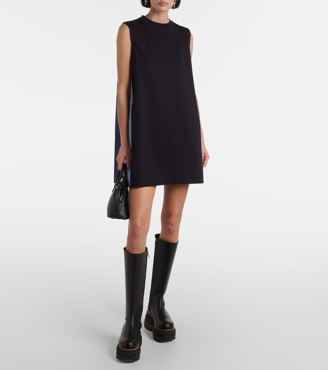 Abito corto in popeline di cotone | Sacai