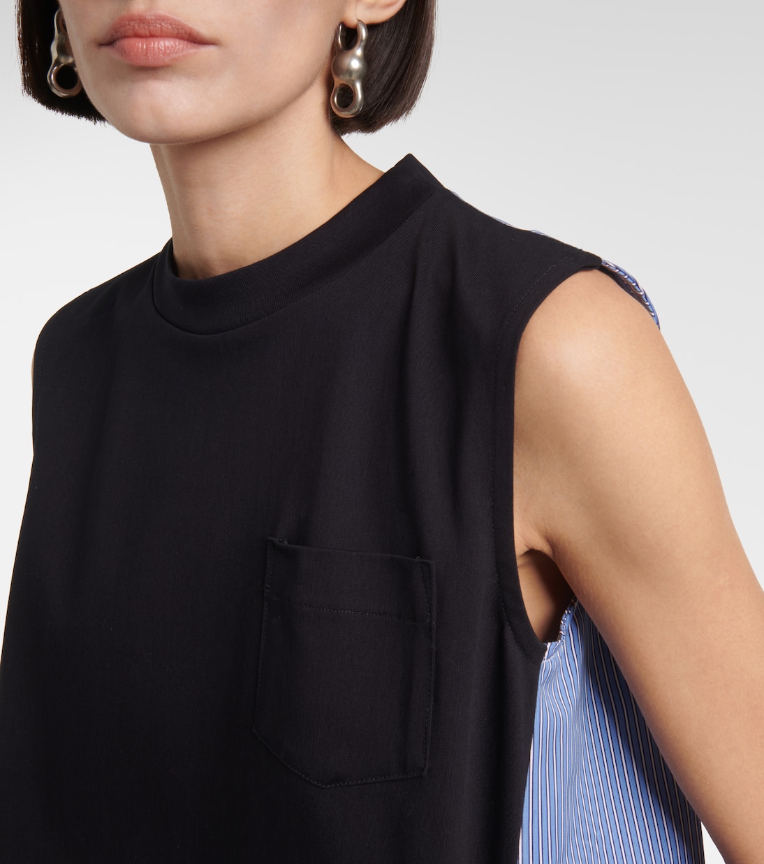 Abito corto in popeline di cotone | Sacai