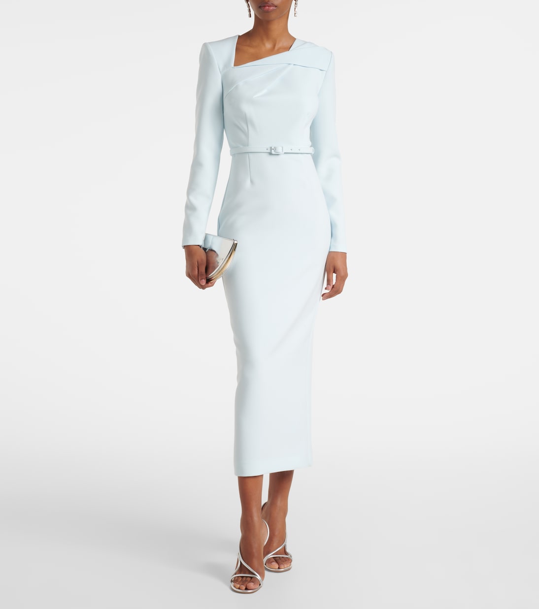 Abito midi in crêpe con cintura | Roland Mouret