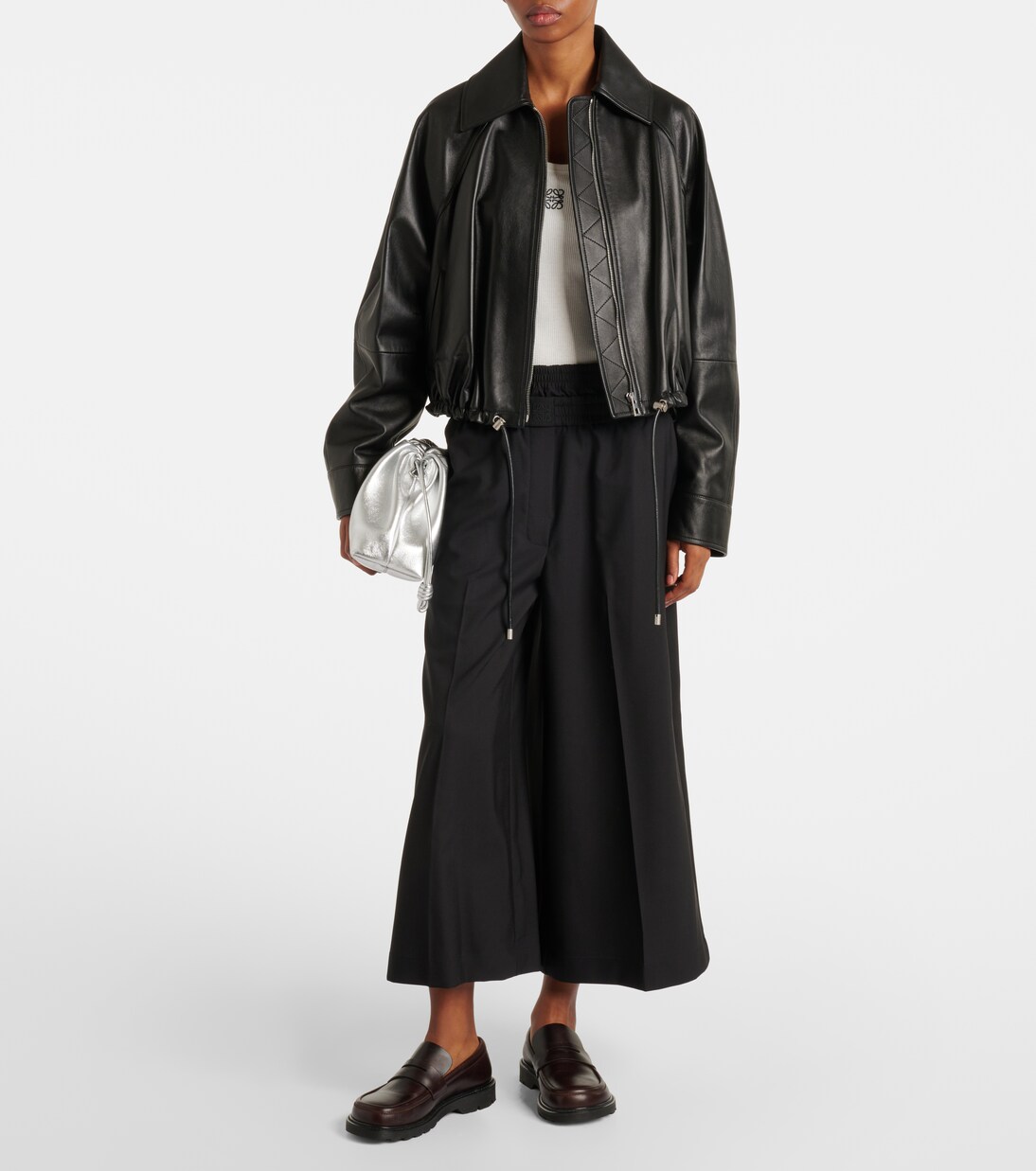 Weite Cropped-Hose aus Wolle | Loewe