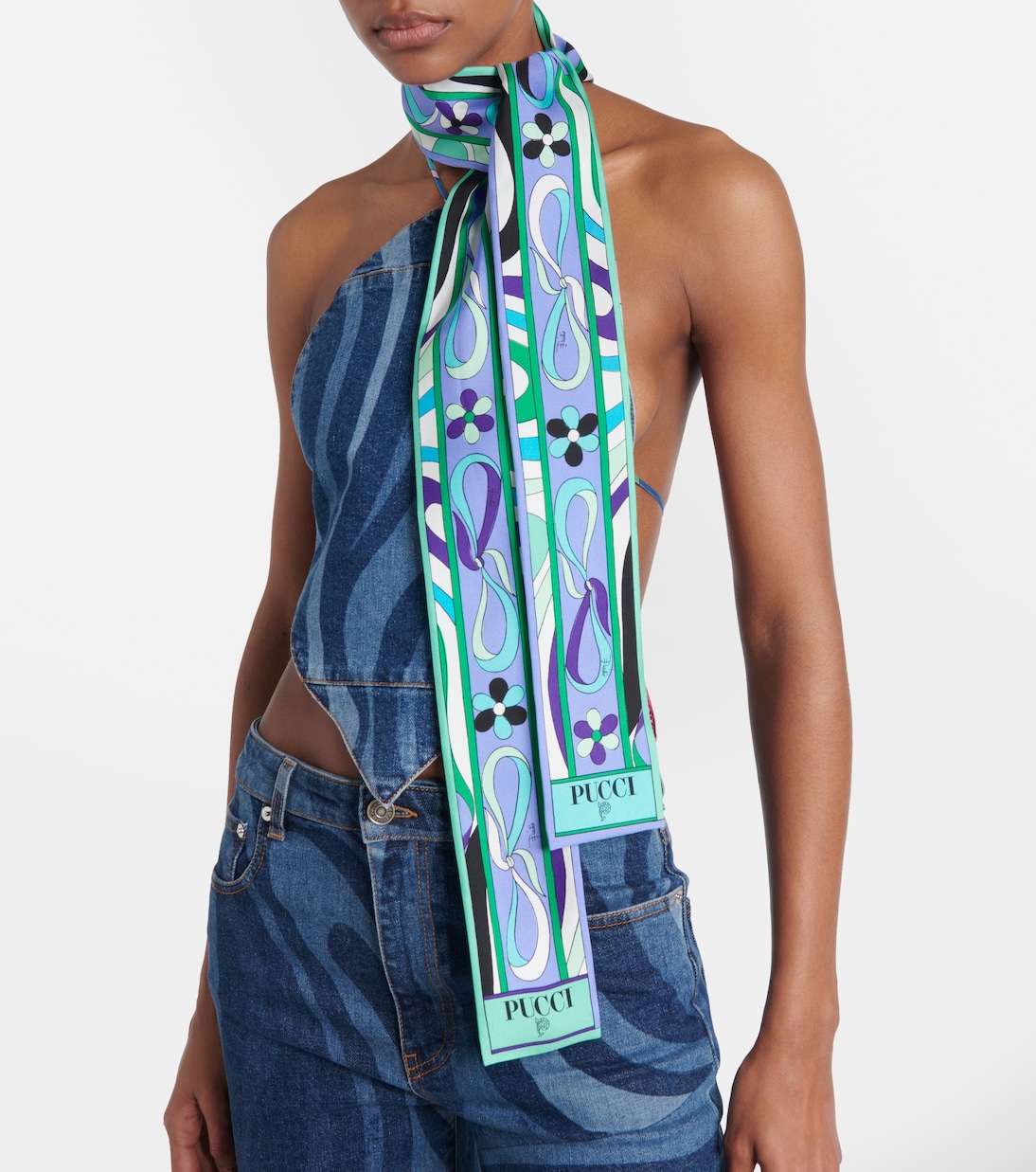 Pañuelo en sarga de seda estampada | Pucci
