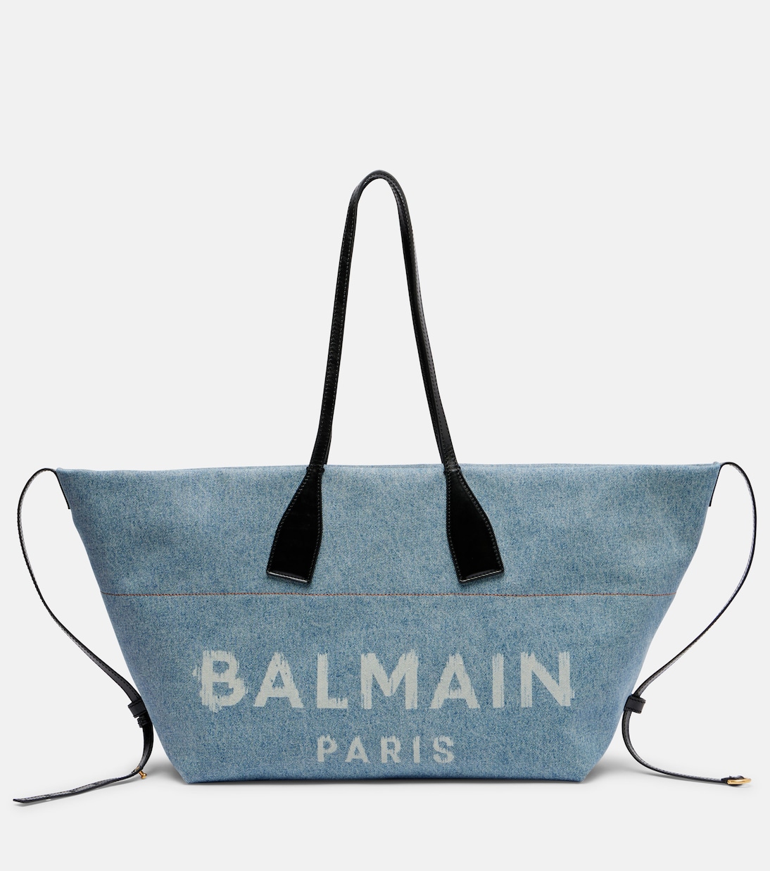 Cabas Track en denim et cuir | Balmain