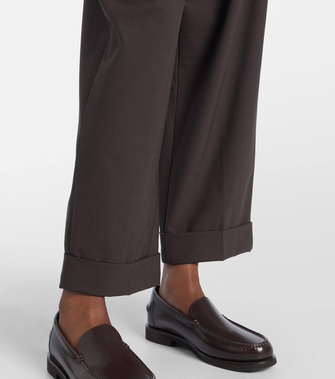 Belted wool-blend wide-leg pants | Brunello Cucinelli