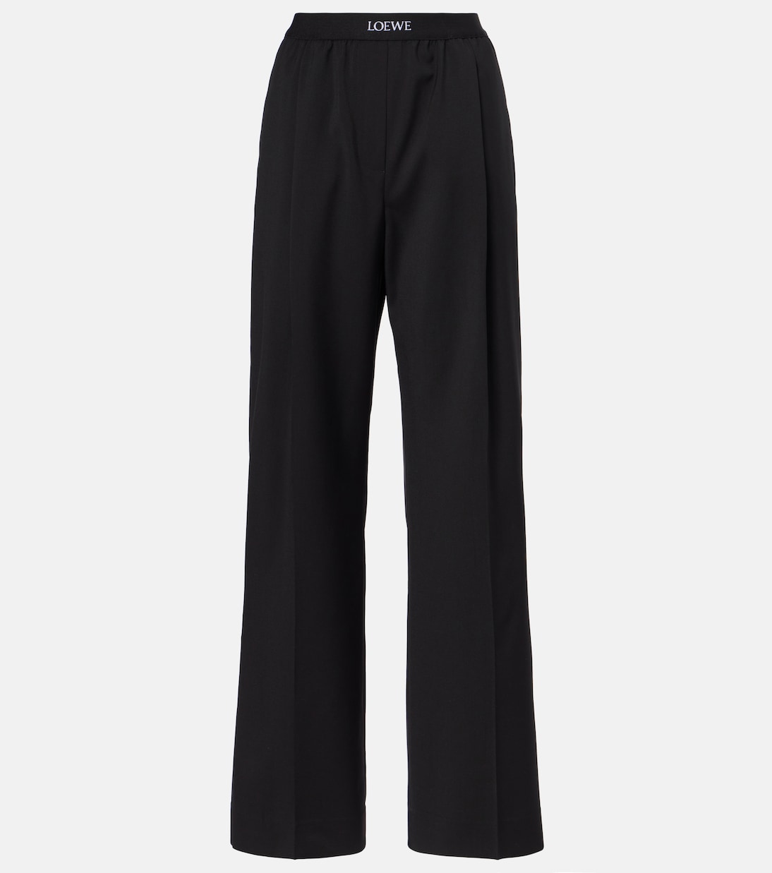 Pantaloni regular in lana con logo  | Loewe