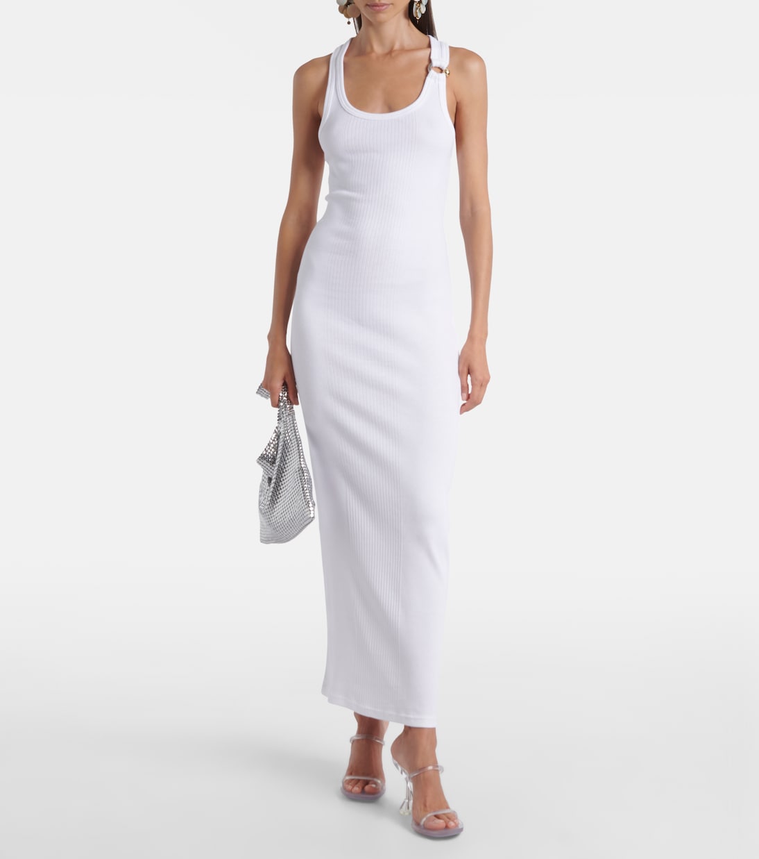Piercing cotton jersey maxi dress | Jean Paul Gaultier