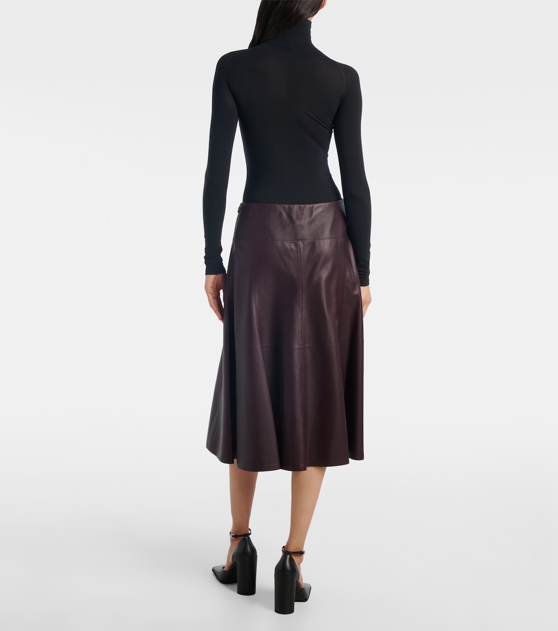 Low-rise leather midi skirt | Alaïa