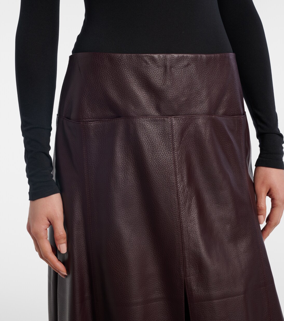 Low-rise leather midi skirt | Alaïa