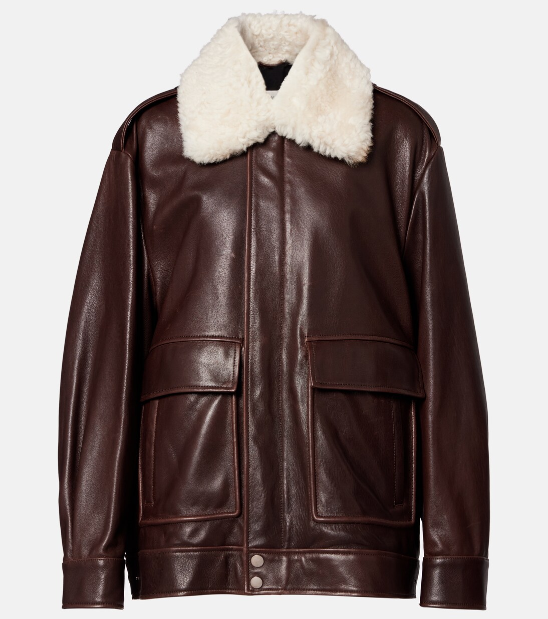 Drey shearling-trimmed leather jacket | Nour Hammour