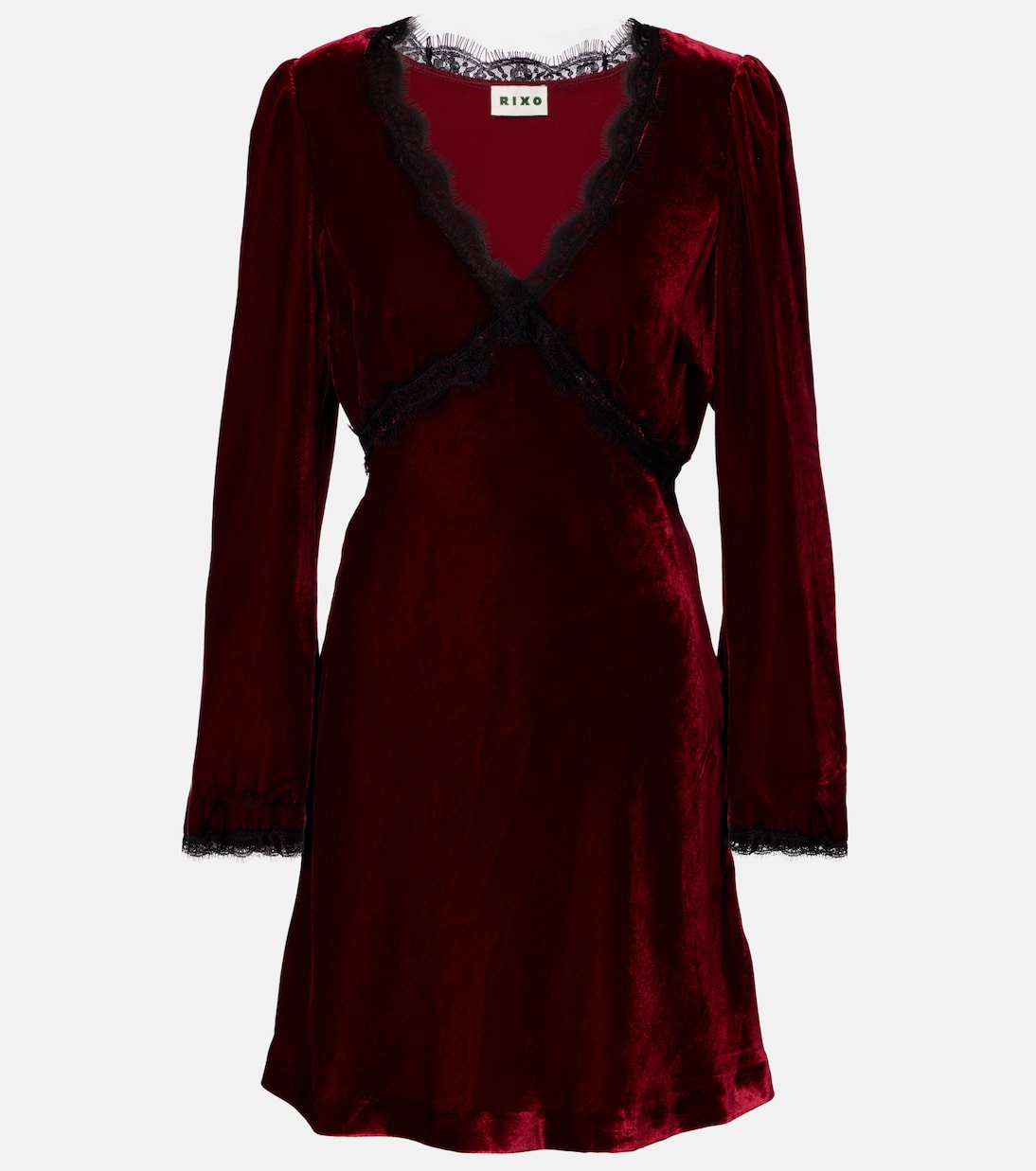 Vestido corto Macie de terciopelo con encaje | Rixo