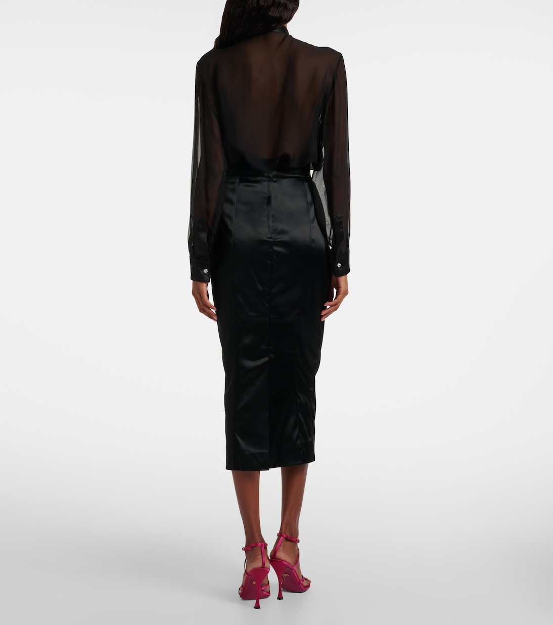 Gonna a tubino in raso a vita alta | Dolce&Gabbana