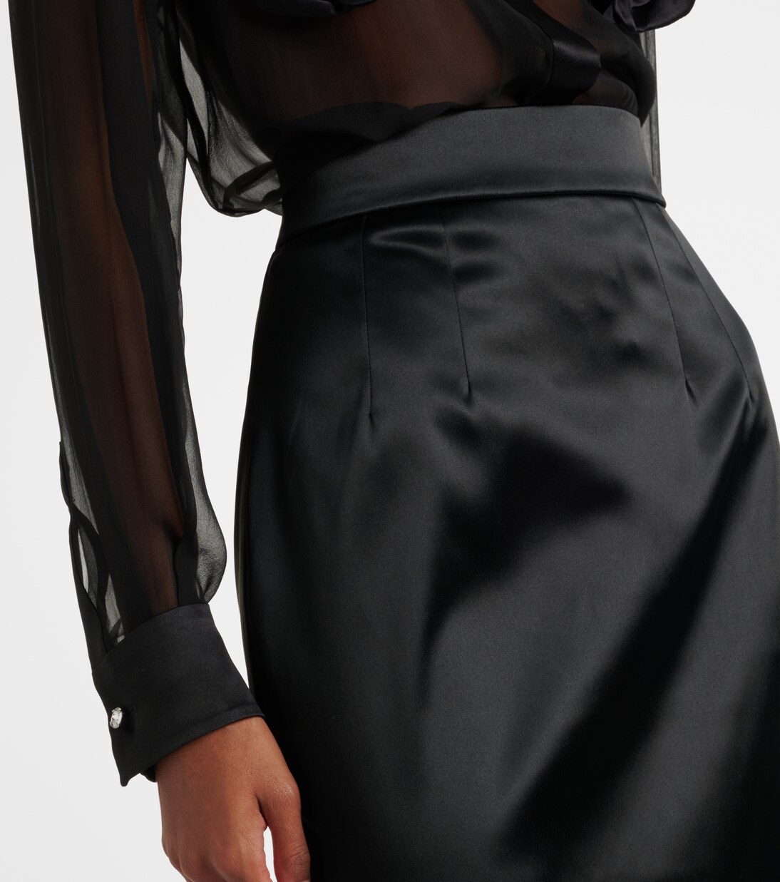 Gonna a tubino in raso a vita alta | Dolce&Gabbana