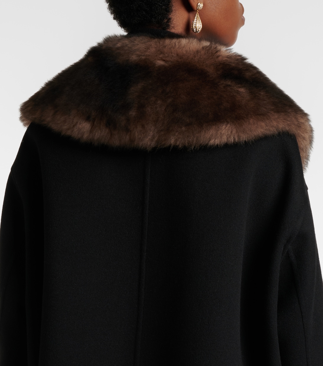 Shearling-trimmed wool and cashmere peacoat | Valentino