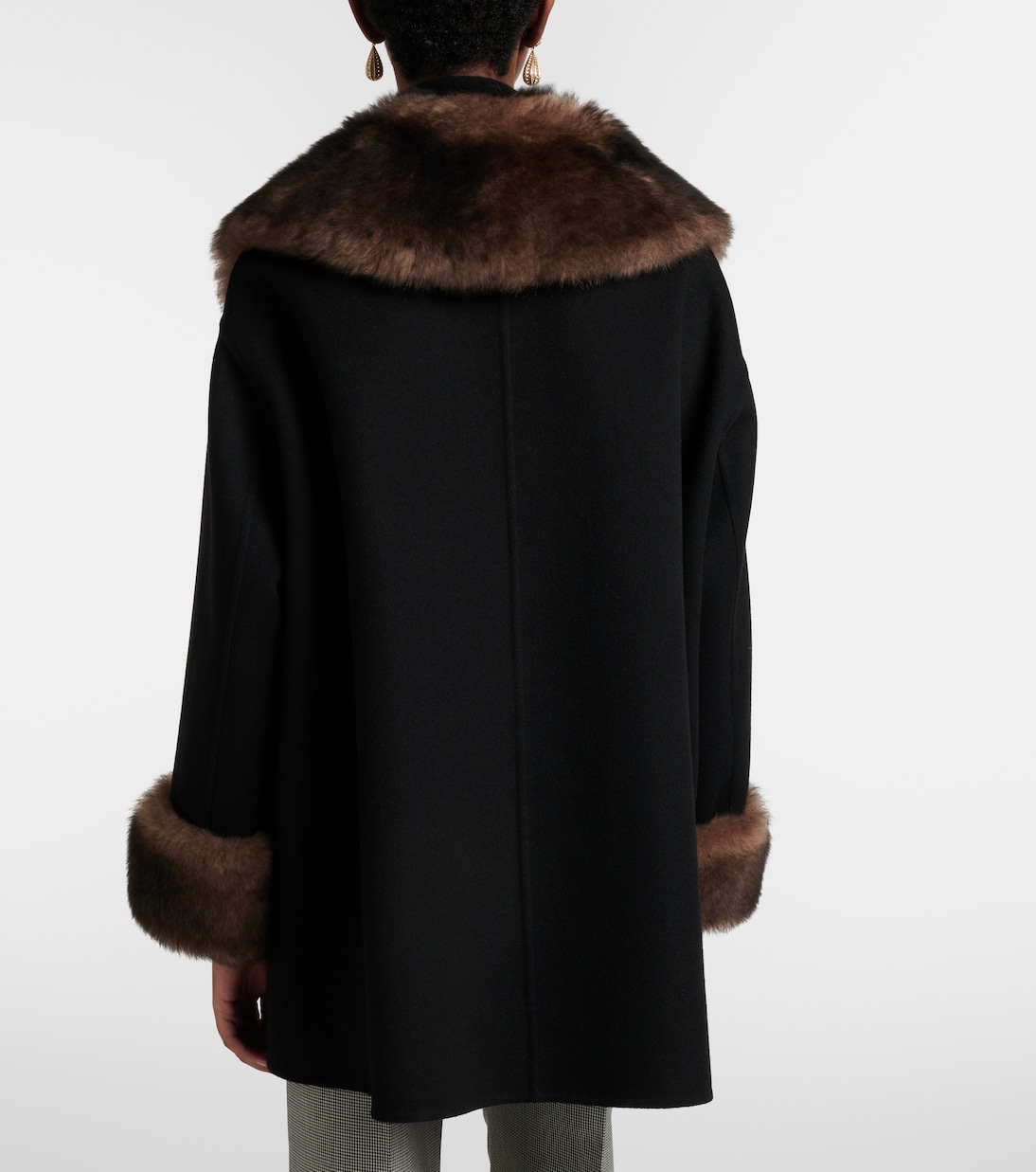 Shearling-trimmed wool and cashmere peacoat | Valentino