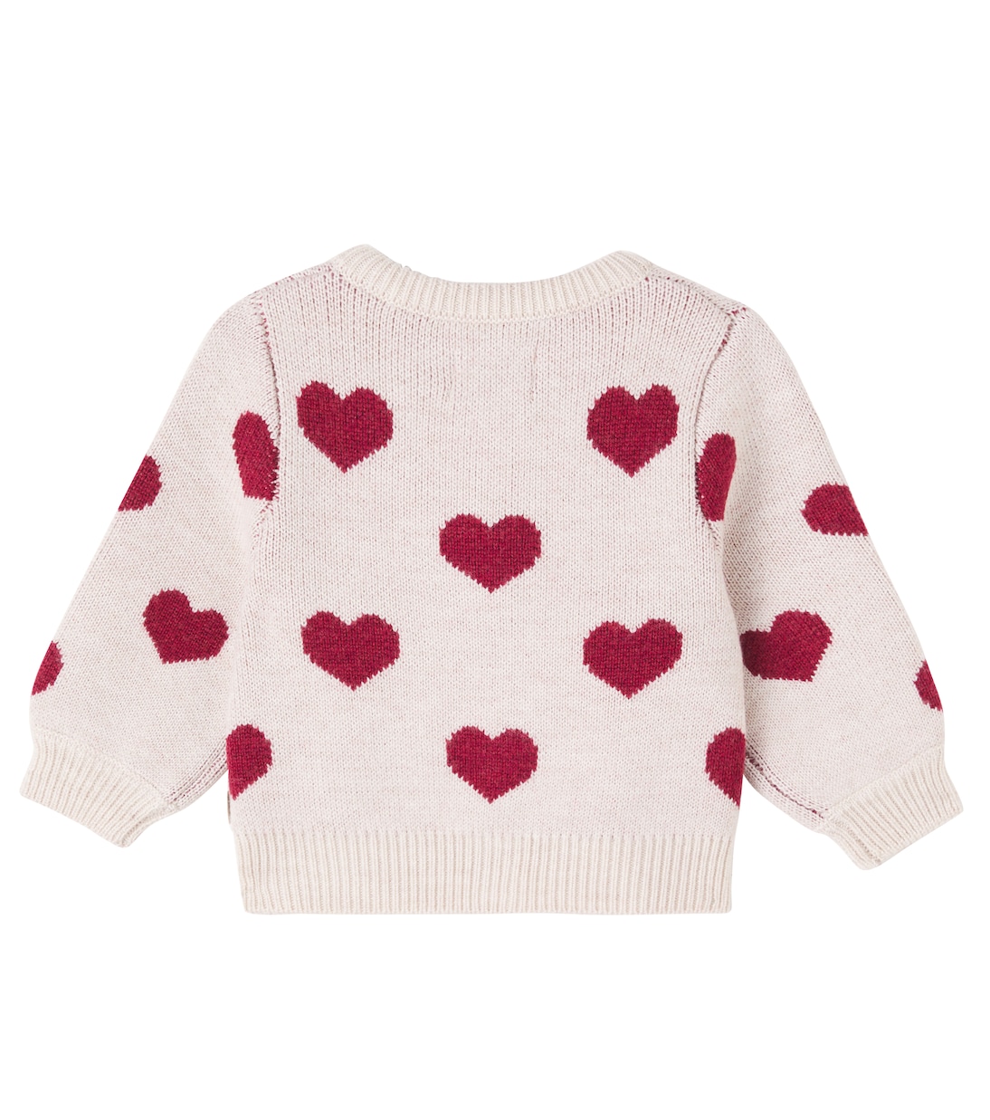 Baby Hearts jacquard wool cardigan | Wheat