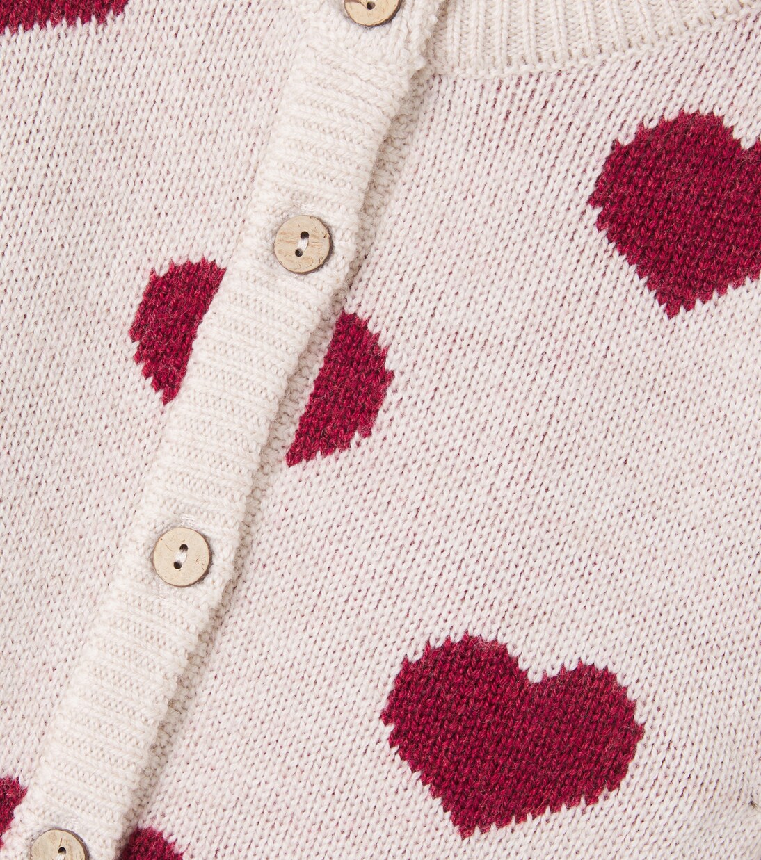 Baby Hearts jacquard wool cardigan | Wheat
