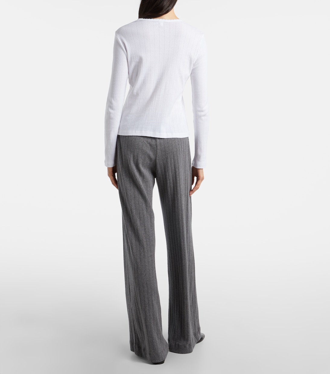 Pointelle cotton wide-leg pants | Leset