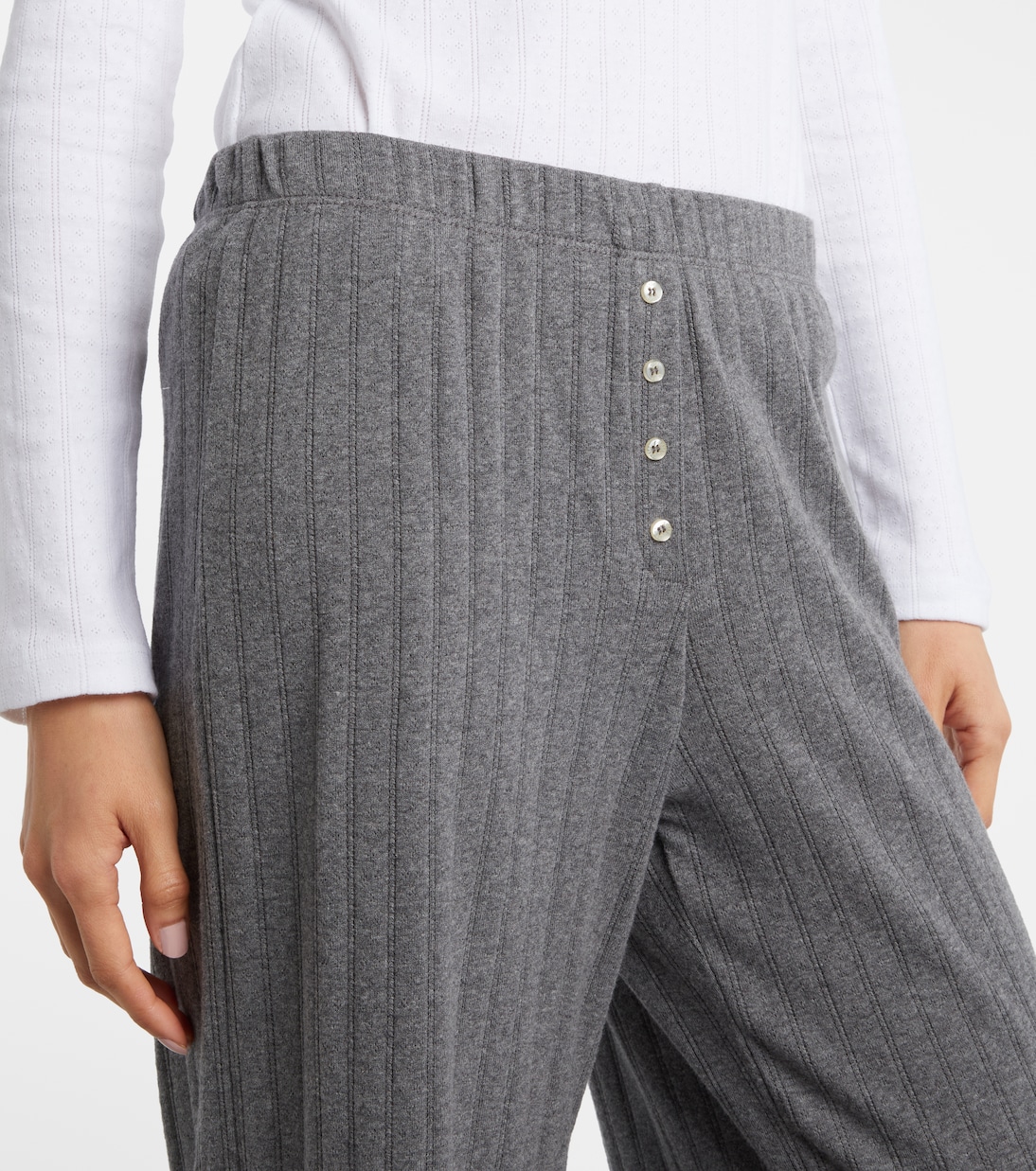 Pointelle cotton wide-leg pants | Leset